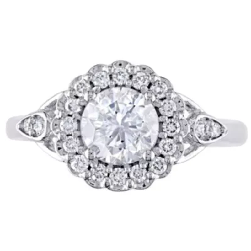 1.23 ct. t.w. Diamond Floral Engagement Ring 14K White Gold