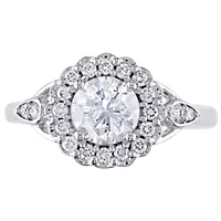 1.23 ct. t.w. Diamond Floral Engagement Ring 14K White Gold