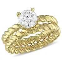 1 ct. t.w. Diamond Solitaire Twisted Rope Bridal Set 14K Yellow Gold