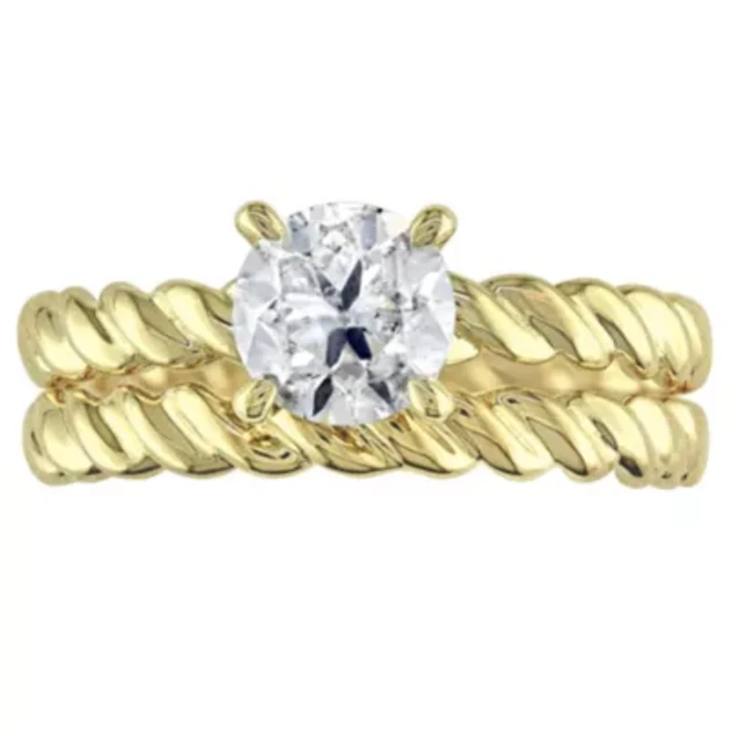 1 ct. t.w. Diamond Solitaire Twisted Rope Bridal Set 14K Yellow Gold