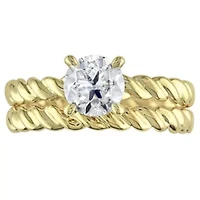 1 ct. t.w. Diamond Solitaire Twisted Rope Bridal Set 14K Yellow Gold