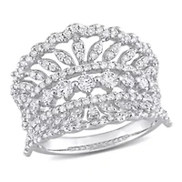 Lab Created 1.18 ct. t.w. Grown Diamond Crown Design Wide Ring 14K White Gold