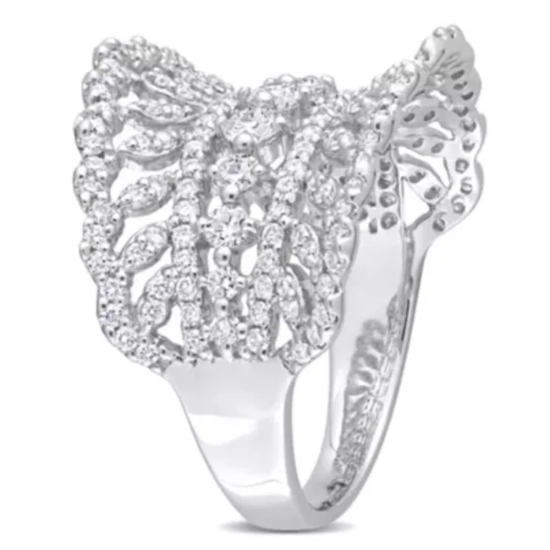 Lab Created 1.18 ct. t.w. Grown Diamond Crown Design Wide Ring 14K White Gold