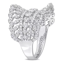 Lab Created 1.18 ct. t.w. Grown Diamond Crown Design Wide Ring 14K White Gold