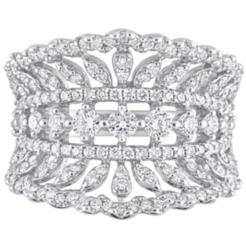 Lab Created 1.18 ct. t.w. Grown Diamond Crown Design Wide Ring 14K White Gold