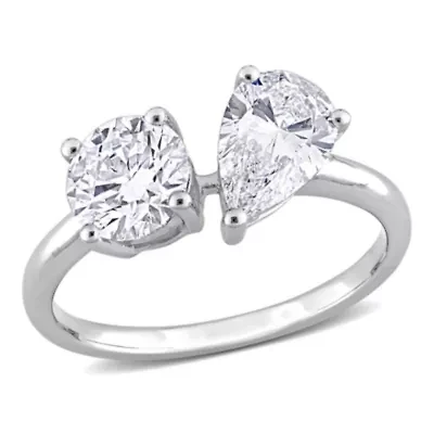 Lab Created 2 ct. t.w. Grown Diamond 2-Stone Engagement Ring 14K White Gold