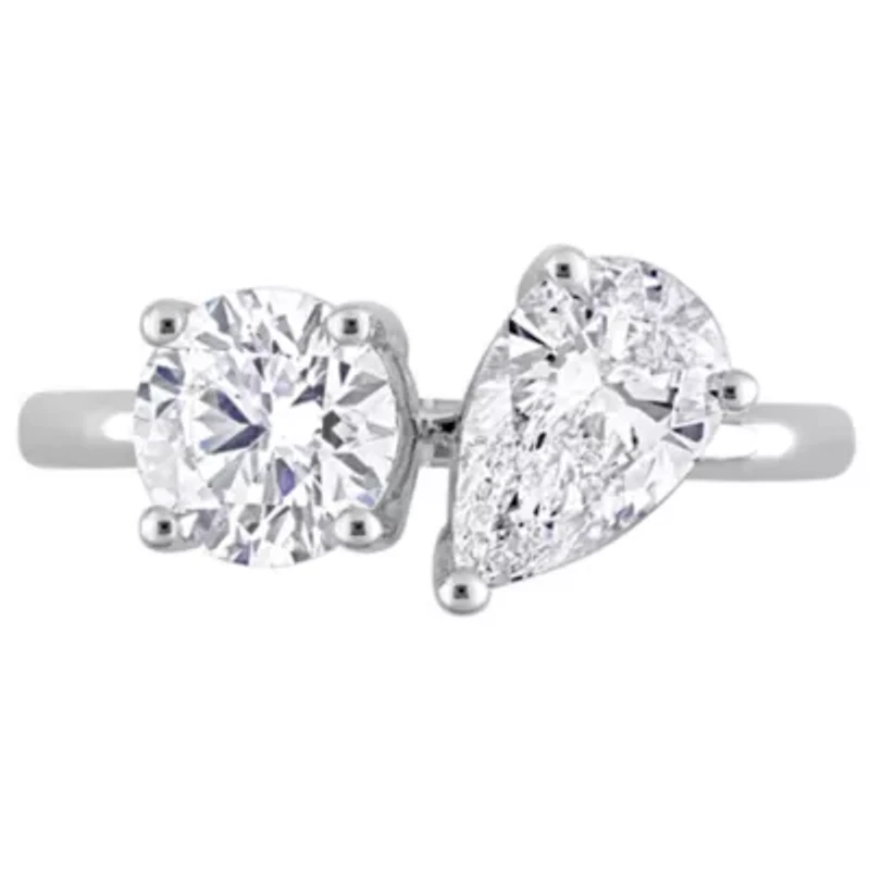 Lab Created 2 ct. t.w. Grown Diamond 2-Stone Engagement Ring 14K White Gold