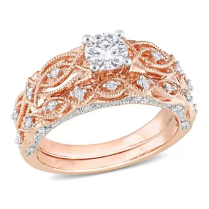 3/4 ct. t.w. Diamond Bridal Ring Set 10K Rose Gold