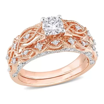 3/4 ct. t.w. Diamond Bridal Ring Set 10K Rose Gold