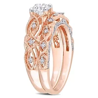 3/4 ct. t.w. Diamond Bridal Ring Set 10K Rose Gold