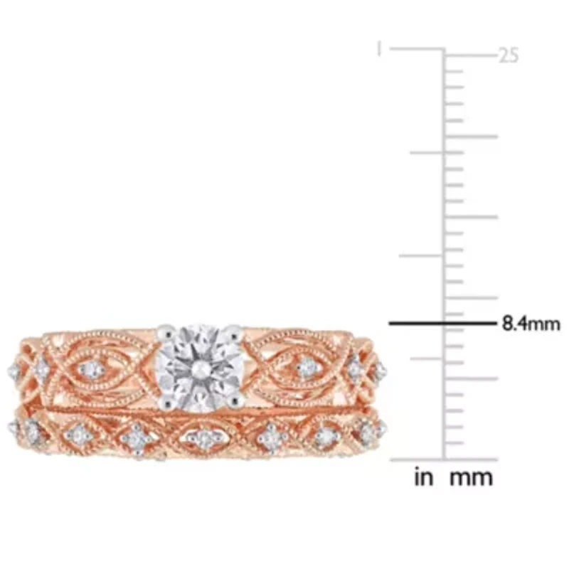 3/4 ct. t.w. Diamond Bridal Ring Set 10K Rose Gold