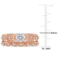3/4 ct. t.w. Diamond Bridal Ring Set 10K Rose Gold