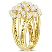 Freshwater Cultured Pearl Split Shank Ring Yellow Plated Sterling Silver