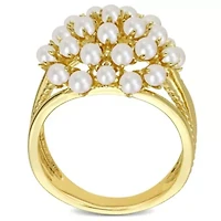 Freshwater Cultured Pearl Split Shank Ring Yellow Plated Sterling Silver