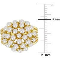 Freshwater Cultured Pearl Split Shank Ring Yellow Plated Sterling Silver