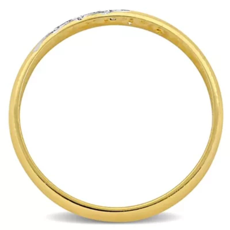 Cubic Zirconia Men's Wedding Band 10K 2-Tone Gold