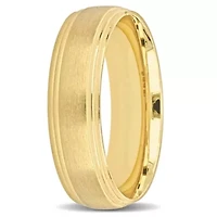 Brushed Finish Beveled Edge Men's Wedding Band 14K Yellow Gold