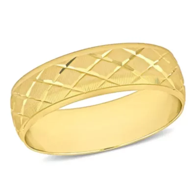 Lattice Men's Wedding Band 14K Yellow Gold