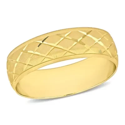 Lattice Men's Wedding Band 14K Yellow Gold