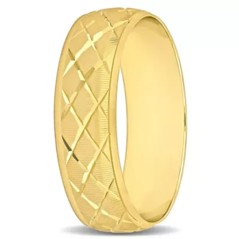 Lattice Men's Wedding Band 14K Yellow Gold