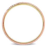 Cubic Zirconia 2-Row Ladies Wedding Band 14K Tri-Tone Gold
