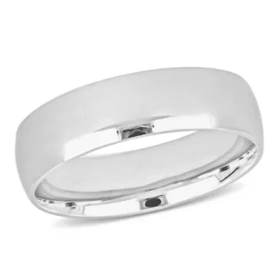 Polished Finish Men's Wedding Band 14K White Gold
