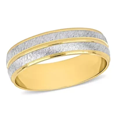 Double Row Men's Wedding Band 14K 2-Tone Gold