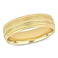 Double Row Textured Men's Wedding Band 14K Yellow Gold