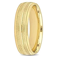 Double Row Textured Men's Wedding Band 14K Yellow Gold
