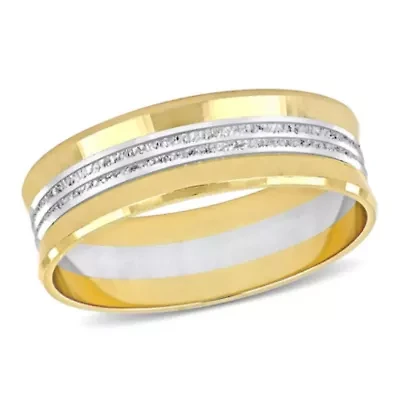 Center Motif Men's Wedding Band 14K 2-Tone Gold