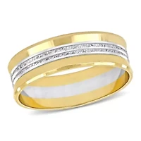 Center Motif Men's Wedding Band 14K 2-Tone Gold