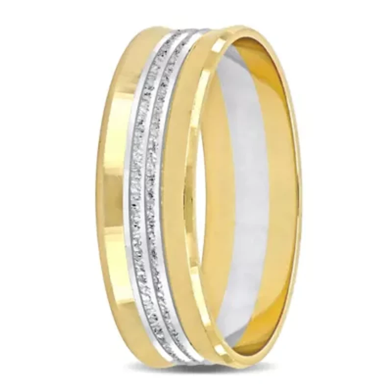 Center Motif Men's Wedding Band 14K 2-Tone Gold