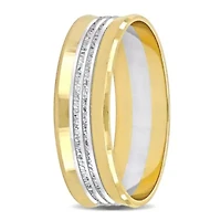Center Motif Men's Wedding Band 14K 2-Tone Gold