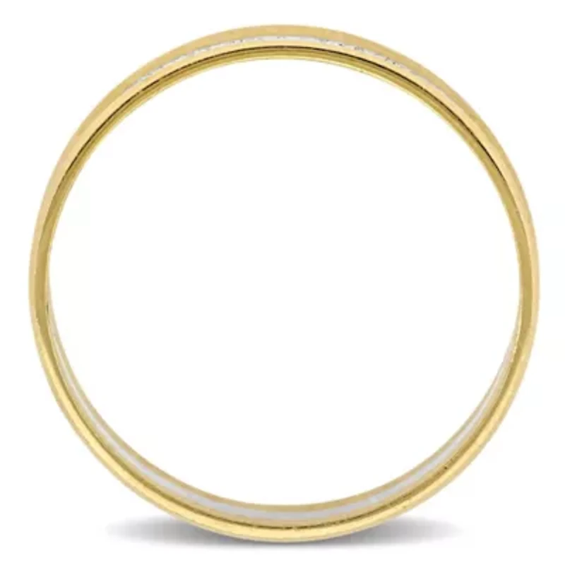 Center Motif Men's Wedding Band 14K 2-Tone Gold