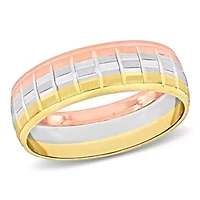 Woven Motif Men's Wedding Band 14K Tri-Tone Gold