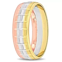 Woven Motif Men's Wedding Band 14K Tri-Tone Gold