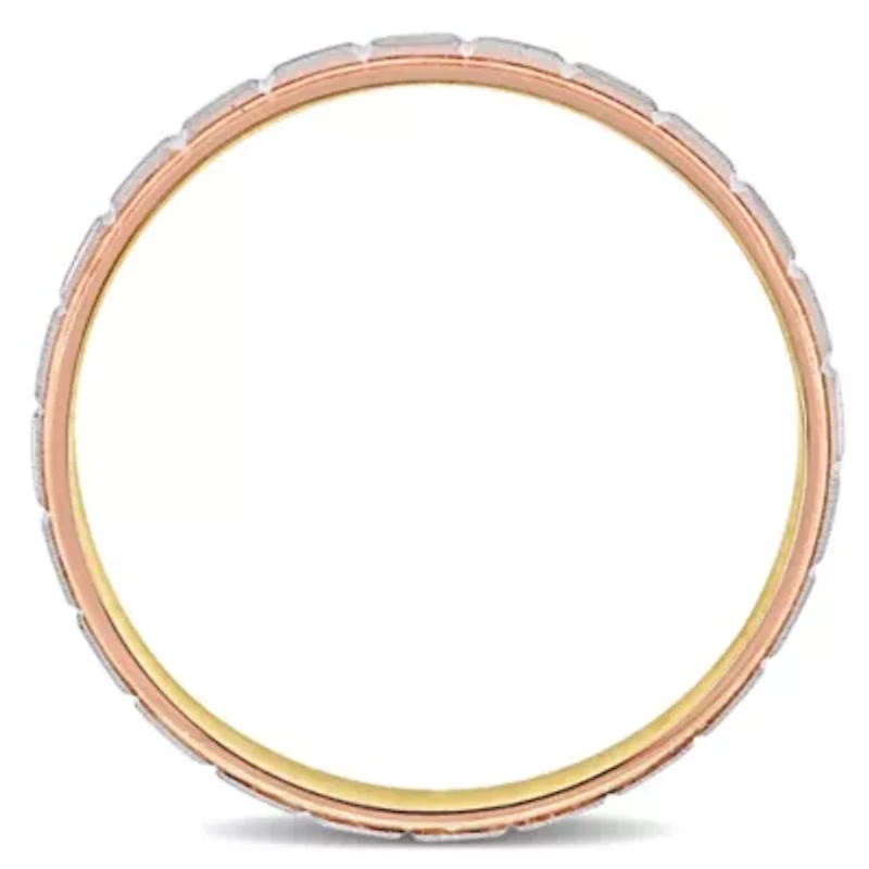 Woven Motif Men's Wedding Band 14K Tri-Tone Gold