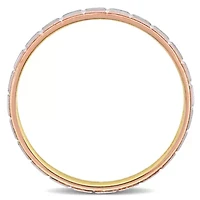 Woven Motif Men's Wedding Band 14K Tri-Tone Gold