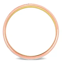 Cubic Zirconia Matte Men's Wedding Band 14K Tri-Tone Gold