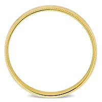 Brushed Finish Milgrain Edge Men's Wedding Band 14K Yellow Gold