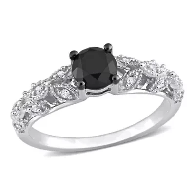 1 ct. t.w. Black and White Diamond Vintage Ring 14K Gold