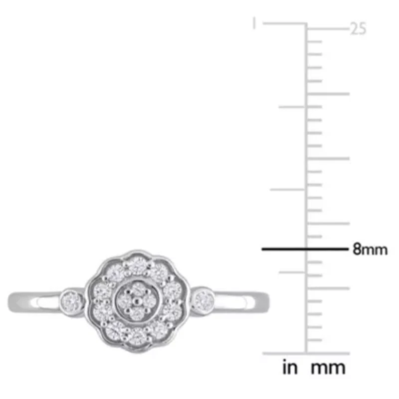 1/5 ct. t.w. Diamond Flower Ring Sterling Silver