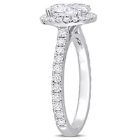 1.5 ct. t.w. Lab Created Diamond with Tsavorite Accent Halo Engagement Ring 14K White Gold