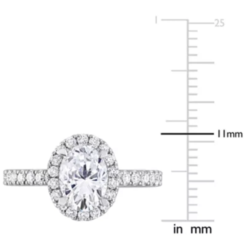 1.5 ct. t.w. Lab Created Diamond with Tsavorite Accent Halo Engagement Ring 14K White Gold