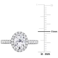 1.5 ct. t.w. Lab Created Diamond with Tsavorite Accent Halo Engagement Ring 14K White Gold