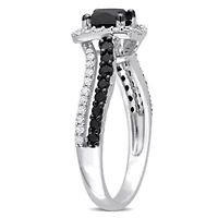 1.25 ct. t.w. Black and White Diamond Engagement Ring 14K Gold with Rhodium Plating