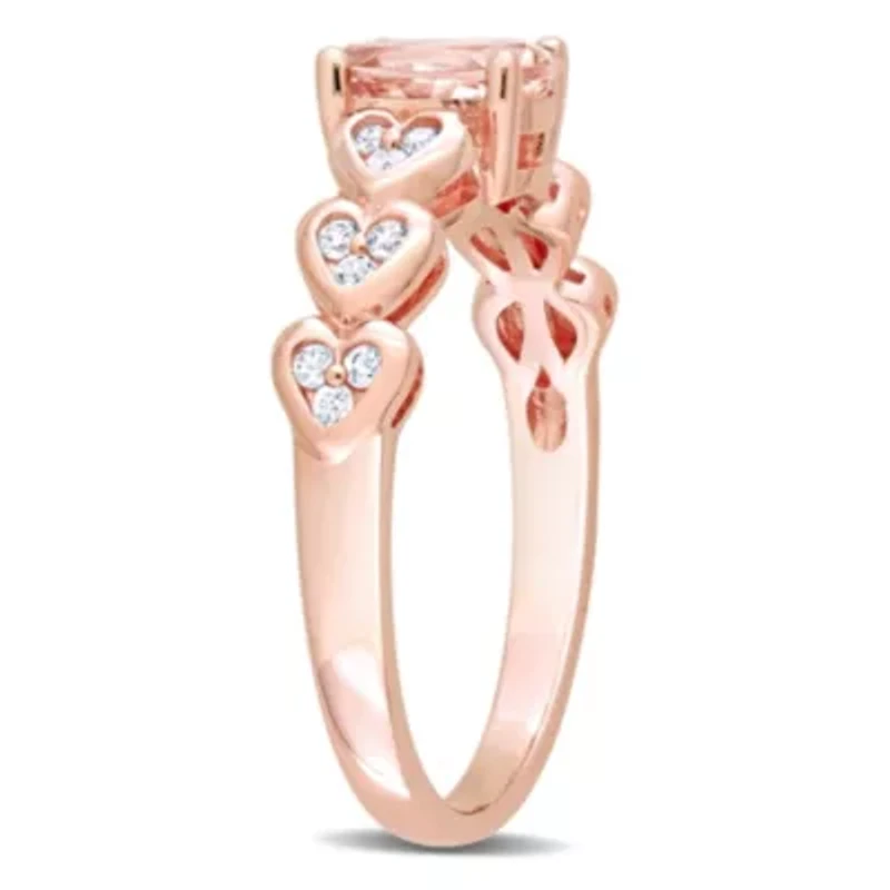 Morganite and White Topaz Engagement Ring 10K Rose Gold