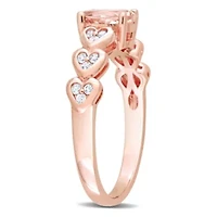 Morganite and White Topaz Engagement Ring 10K Rose Gold