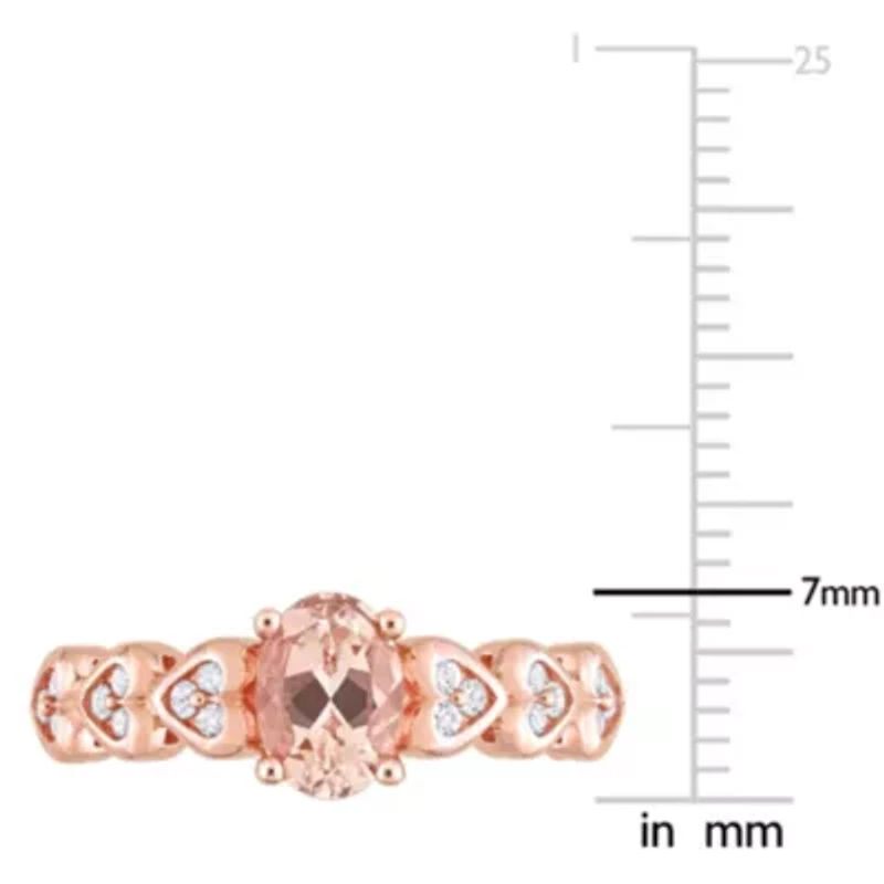 Morganite and White Topaz Engagement Ring 10K Rose Gold