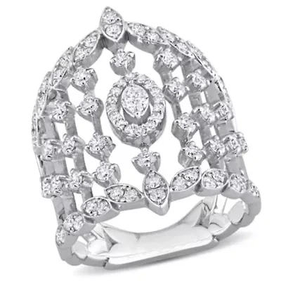 1.2 ct. t.w. Diamond Vine Design Vintage Ring 14K White Gold